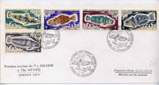 French Southern & Antarctic Territories 1971 Fish the five values issued on 1 Jan on 'MS Gallieni' cover with illustrated first day cancel, SG 61-3 & 65-6