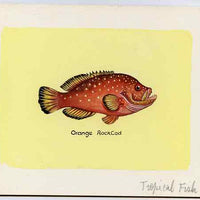 Eynhallow 1981 Fish #01 (Rock Cod) original artwork by Sharon File of the B L Kearley Studio, watercolour on board 140 x 115 mm plus issued perf sheetlet incorporating this image