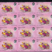 Belize 1984-88 Fairy Basslet 4c def spectacular imperf block of 20 showing superb 2mm shift of black (as SG 769) very fine double variety unmounted mint