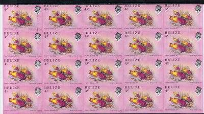 Belize 1984-88 Fairy Basslet 4c def spectacular imperf block of 20 showing superb 2mm shift of black (as SG 769) very fine double variety unmounted mint