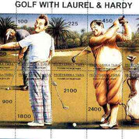 Touva 1995 Golf with Laurel & Hardy composite sheet containing complete perf set of 10 unmounted mint