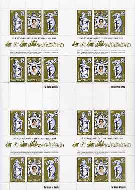 Swaziland 1978 Coronation 25th Anniversary (QEII, Maya God & Lion) in complete uncut sheet of 24 (8 strips of SG 293a)unmounted mint