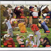 St Thomas & Prince Islands 2004 Golf perf sheetlet containing 9 values plus 3 labels, unmounted mint. Note this item is privately produced and is offered purely on its thematic appeal