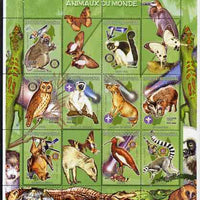 Madagascar 1999 Animals of the World perf sheetlet #1 containing 9 values (with Scout, Rotary & Lions Int Logos) plus 3 labels, unmounted mint. Note this item is privately produced and is offered purely on its thematic appeal