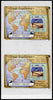 St Vincent - Bequia 1988 Explorers $5 m/sheet (Map & Anchor) vert pair each stamp being perforated on three sides only, unmounted mint from an uncut archive proof sheet, folded vertically but extremely rare.