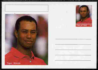 Palatine (Fantasy) Personalities - Tiger Woods (golf) postal stationery card unused and fine