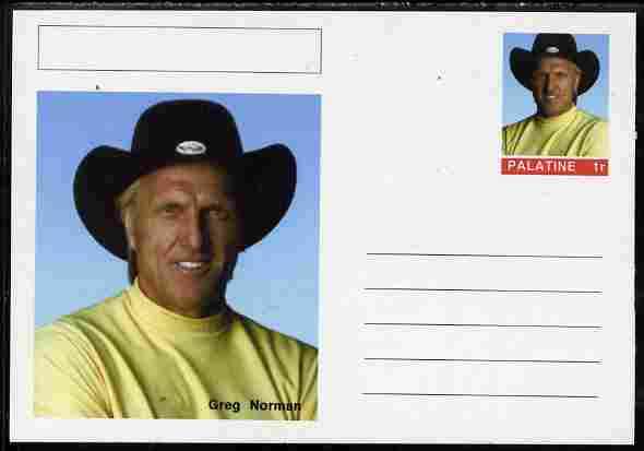 Palatine (Fantasy) Personalities - Greg Norman (golf) postal stationery card unused and fine