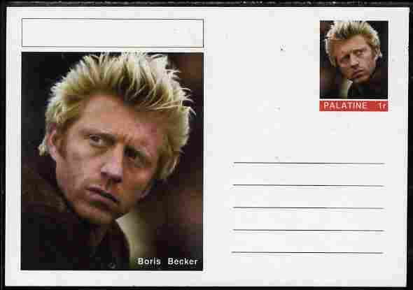 Palatine (Fantasy) Personalities - Boris Becker (tennis) postal stationery card unused and fine