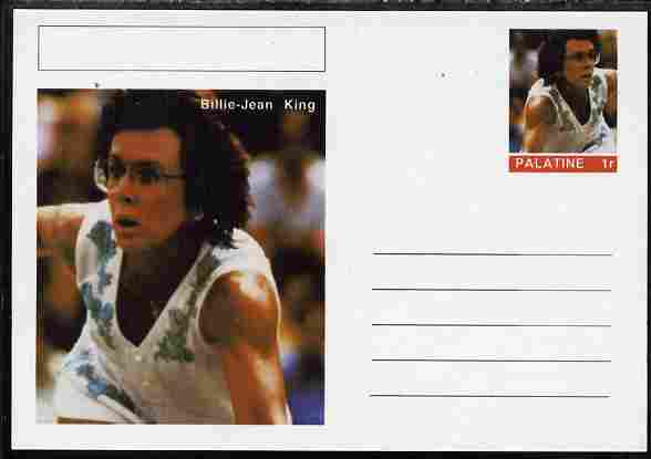 Palatine (Fantasy) Personalities - Billie-Jean King (tennis) postal stationery card unused and fine