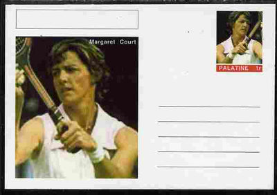 Palatine (Fantasy) Personalities - Margaret Court (tennis) postal stationery card unused and fine