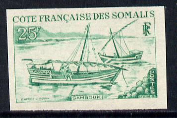 French Somali Coast 1964 Local Dhows 25f (Sambuk) Imperf colour trial proof (several different colours,available but price is for ONE) as SG 477 unmounted mint