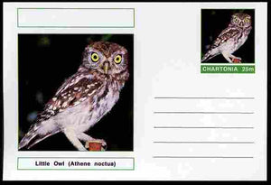 Chartonia (Fantasy) Birds - Little Owl (Athene noctus) postal stationery card unused and fine