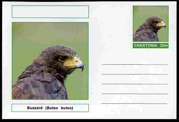 Chartonia (Fantasy) Birds - Buzzard (Buteo buteo) postal stationery card unused and fine