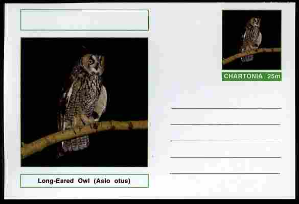 Chartonia (Fantasy) Birds - Long-Eared Owl (Asio otus) postal stationery card unused and fine