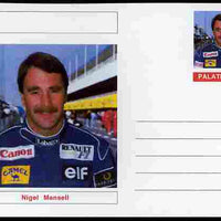 Palatine (Fantasy) Personalities - Nigel Mansell (F1 driver) postal stationery card unused and fine