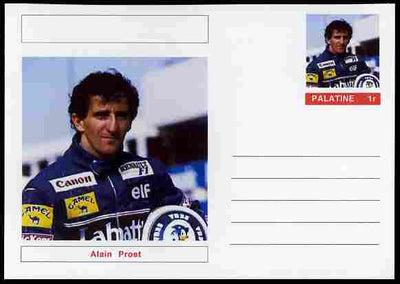 Palatine (Fantasy) Personalities - Alain Prost (F1 driver) postal stationery card unused and fine