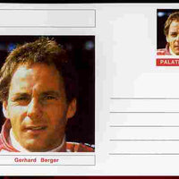 Palatine (Fantasy) Personalities - Gerhard Berger (F1 driver) postal stationery card unused and fine