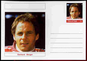 Palatine (Fantasy) Personalities - Gerhard Berger (F1 driver) postal stationery card unused and fine