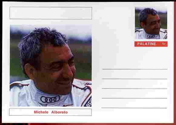 Palatine (Fantasy) Personalities - Michele Alboreto (F1 driver) postal stationery card unused and fine