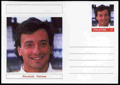 Palatine (Fantasy) Personalities - Ricardo Patrese (F1 driver) postal stationery card unused and fine