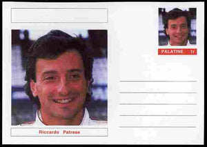 Palatine (Fantasy) Personalities - Ricardo Patrese (F1 driver) postal stationery card unused and fine