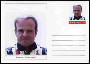 Palatine (Fantasy) Personalities - Rubens Barrichello (F1 driver) postal stationery card unused and fine