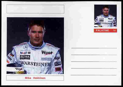 Palatine (Fantasy) Personalities - Mika Hakkinen (F1 driver) postal stationery card unused and fine