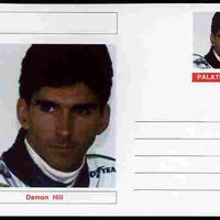 Palatine (Fantasy) Personalities - Damon Hill (F1 driver) postal stationery card unused and fine