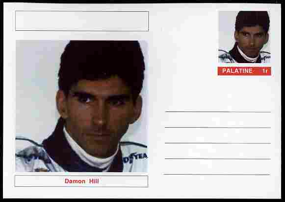 Palatine (Fantasy) Personalities - Damon Hill (F1 driver) postal stationery card unused and fine