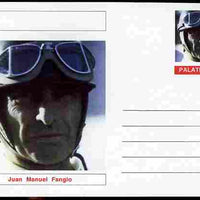 Palatine (Fantasy) Personalities - Juan Manuel Fangio (F1 driver) postal stationery card unused and fine