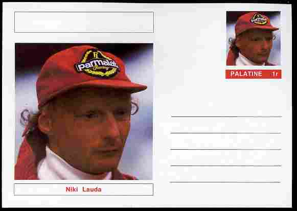 Palatine (Fantasy) Personalities - Niki Lauda (F1 driver) postal stationery card unused and fine