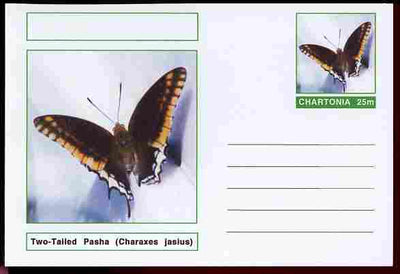 Chartonia (Fantasy) Butterflies - Two-Tailed Pasha (Charaxes jasius) postal stationery card unused and fine