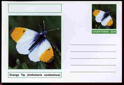 Chartonia (Fantasy) Butterflies - Orange Tip (Anthcharis cardamines) postal stationery card unused and fine