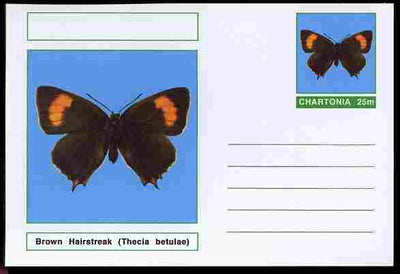 Chartonia (Fantasy) Butterflies - Brown Hairstreak (Thecia betulae) postal stationery card unused and fine