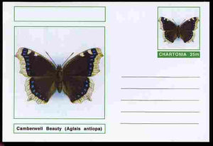 Chartonia (Fantasy) Butterflies - Camberwell Beauty (Aglais antiopa) postal stationery card unused and fine