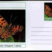 Chartonia (Fantasy) Butterflies - Comma (Polygonia c-album) postal stationery card unused and fine