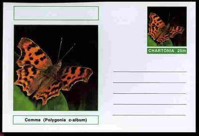 Chartonia (Fantasy) Butterflies - Comma (Polygonia c-album) postal stationery card unused and fine