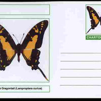 Chartonia (Fantasy) Butterflies - White Dragontail (Lamproptera curius) postal stationery card unused and fine