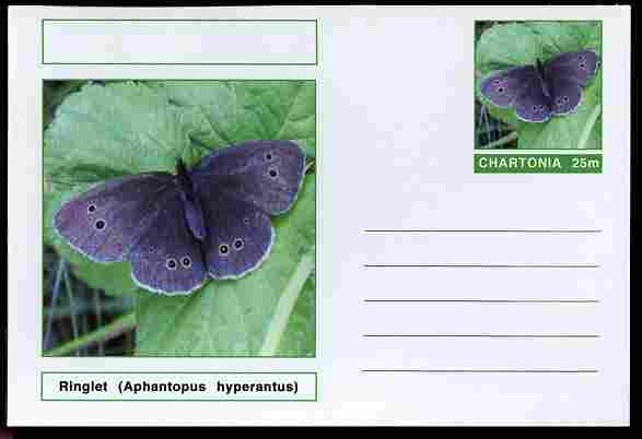 Chartonia (Fantasy) Butterflies - Ringlet (Aphantopus hyperantus) postal stationery card unused and fine