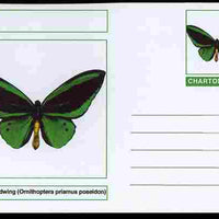 Chartonia (Fantasy) Butterflies - Green Birdwing (Ornithoptera priamus poseidon) postal stationery card unused and fine