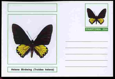 Chartonia (Fantasy) Butterflies - Helena Birdwing (Troides helena) postal stationery card unused and fine