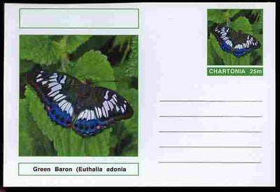 Chartonia (Fantasy) Butterflies - Green Baron (Euthalia adonia pinwilli) postal stationery card unused and fine