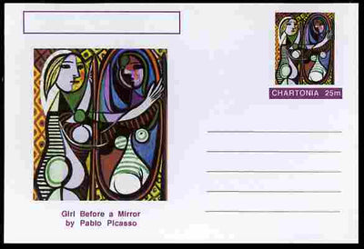 Chartonia (Fantasy) Famous Paintings - Girl Before a Mirror by Pablo Picasso postal stationery card unused and fine