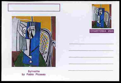 Chartonia (Fantasy) Famous Paintings - Sylvette by Pablo Picasso postal stationery card unused and fine