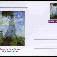 Chartonia (Fantasy) Famous Paintings - Woman with a Parasol by Claude Monet postal stationery card unused and fine