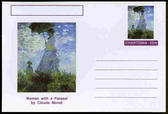 Chartonia (Fantasy) Famous Paintings - Woman with a Parasol by Claude Monet postal stationery card unused and fine