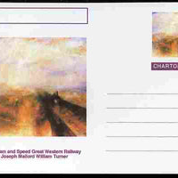 Chartonia (Fantasy) Famous Paintings - Rain Steam and Speed Great Western Railway by Joseph Mallord William Turner postal stationery card unused and fine