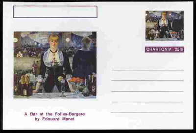 Chartonia (Fantasy) Famous Paintings - A Bar at the Folies-Bergere by Edouard Manet postal stationery card unused and fine