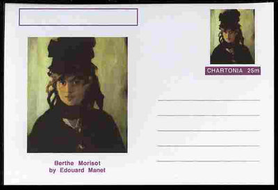 Chartonia (Fantasy) Famous Paintings - Berthe Morisot by Edouard Manet postal stationery card unused and fine