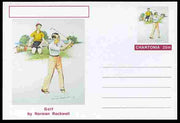 Chartonia (Fantasy) Famous Paintings - Golf by Norman Rockwell postal stationery card unused and fine